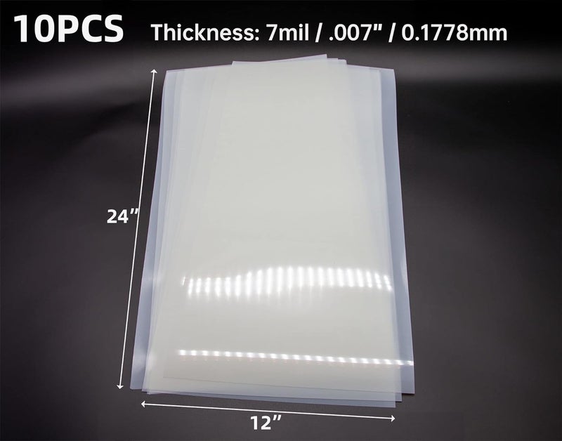 neglex 7mil Blank Mylar Sheets for Stencil,10PCS 12X24 inch Milky Translucent PET Blank Stencils Sheets, Template Material for Cutting Machines, Laser Cutting, Food-Safe Craft Plastic - Image 2